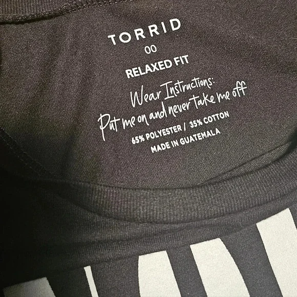 NWOT Torrid Plus Size 00 NOPE BLACK CROP Cropped TEE Shirt - Picture 5 of 8